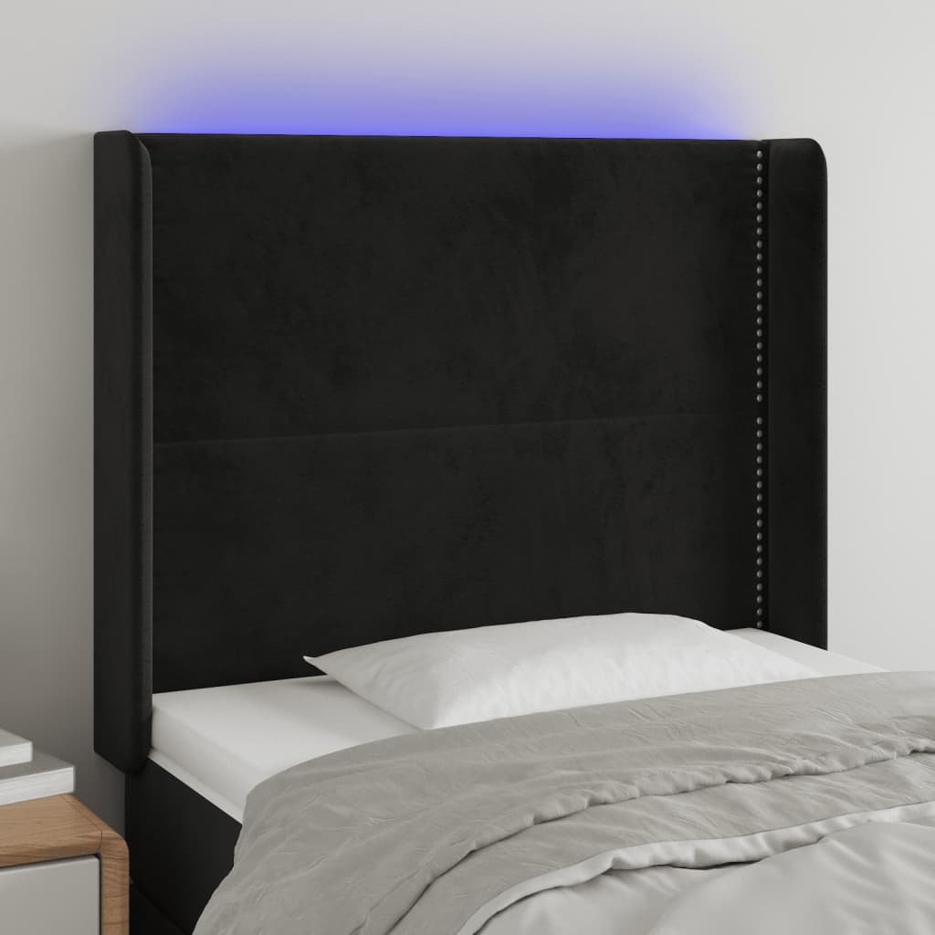 Κεφαλάρι Κρεβατιού LED Μαύρο 103x16x118/128 εκ. Βελούδινο - Pakobazaar