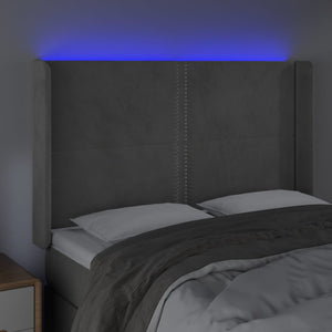 Κεφαλάρι Κρεβατιού LED Ανοιχτό Γκρι 147x16x118/128εκ. Βελούδινο