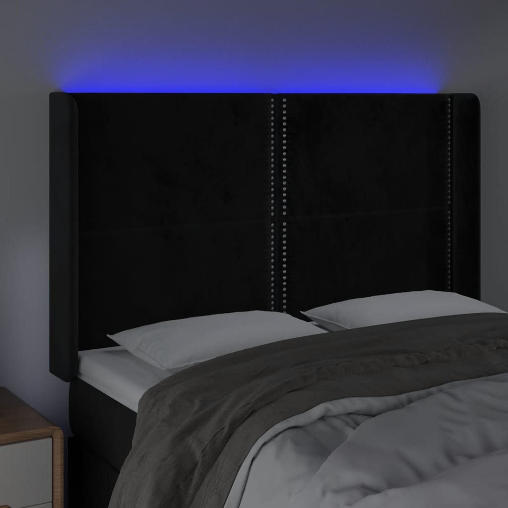 Κεφαλάρι Κρεβατιού LED Μαύρο 147x16x118/128 εκ. Βελούδινο - Pakobazaar