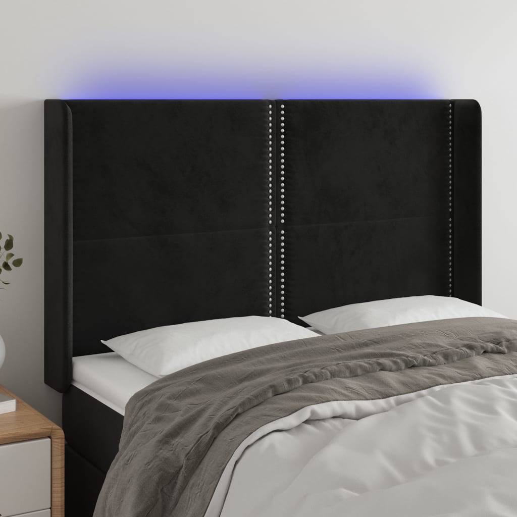 Κεφαλάρι Κρεβατιού LED Μαύρο 147x16x118/128 εκ. Βελούδινο - Pakobazaar
