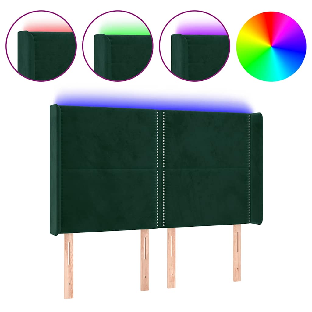 Κεφαλάρι Κρεβατιού LED Σκούρο Πράσινο 147x16x118/128 εκ