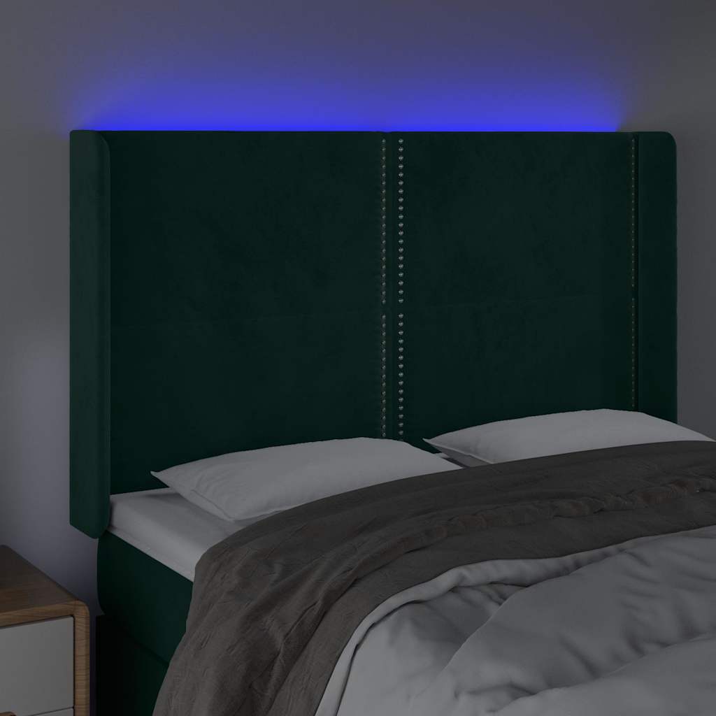Κεφαλάρι Κρεβατιού LED Σκούρο Πράσινο 147x16x118/128 εκ