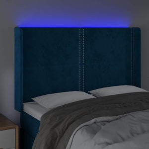 Κεφαλάρι Κρεβατιού LED Σκούρο Μπλε 147x16x118/128 εκ. Βελούδινο