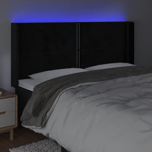 Κεφαλάρι Κρεβατιού LED Μαύρο 163x16x118/128 εκ. Βελούδινο