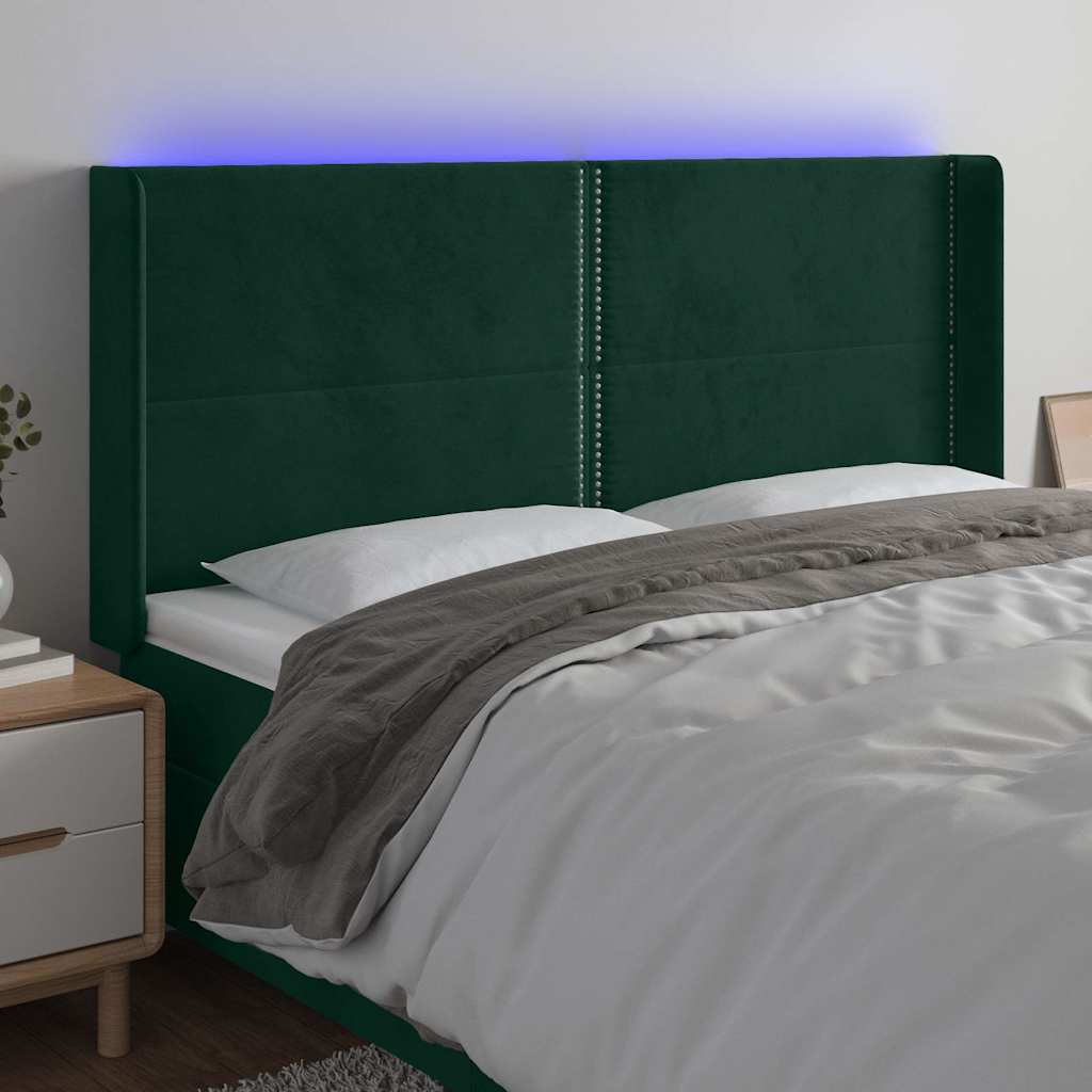 Κεφαλάρι Κρεβατιού LED Σκούρο Πράσινο 163x16x118/128 εκ - Pakobazaar