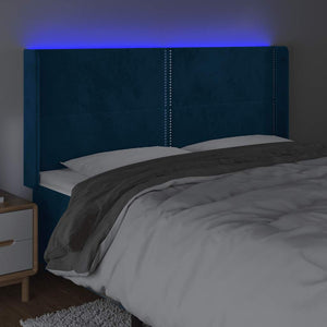 Κεφαλάρι Κρεβατιού LED Σκούρο Μπλε 163x16x118/128 εκ. Βελούδινο - Pakobazaar