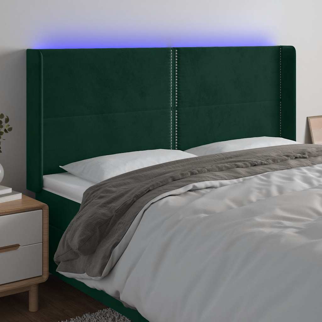 Κεφαλάρι Κρεβατιού LED Σκούρο Πράσινο 183x16x118/128 εκ - Pakobazaar
