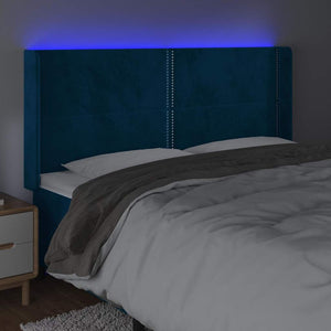 Κεφαλάρι Κρεβατιού LED Σκούρο Μπλε 183x16x118/128 εκ. Βελούδινο