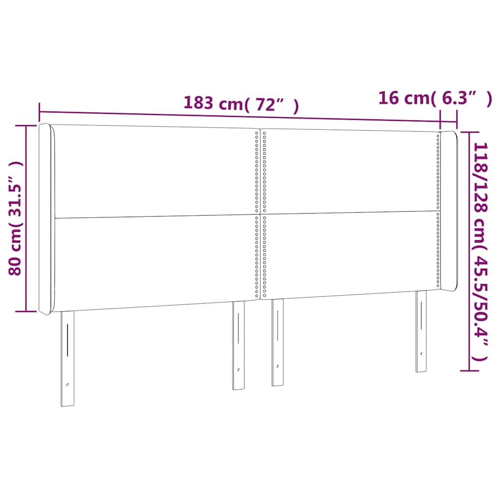 Κεφαλάρι Κρεβατιού LED Σκούρο Μπλε 183x16x118/128 εκ. Βελούδινο