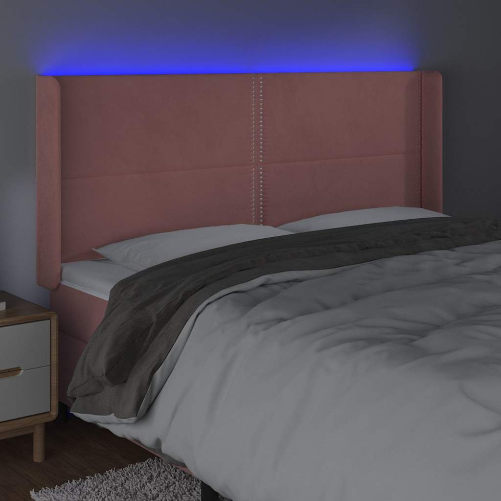 Κεφαλάρι Κρεβατιού LED Ροζ 183x16x118/128 εκ. Βελούδινο - Pakobazaar
