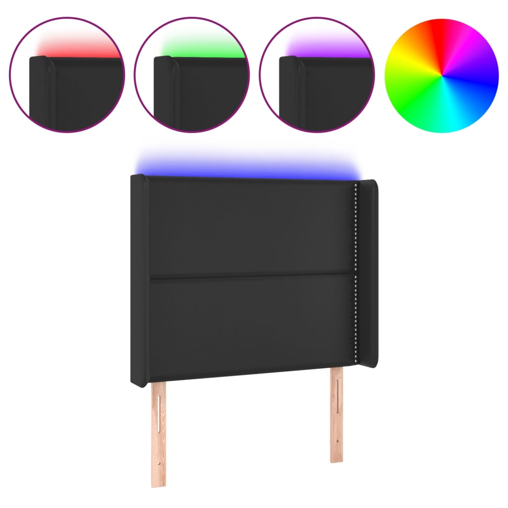 Κεφαλάρι Κρεβατιού LED Μαύρο 83x16x118/128εκ. Συνθετ. Δέρμα - Pakobazaar