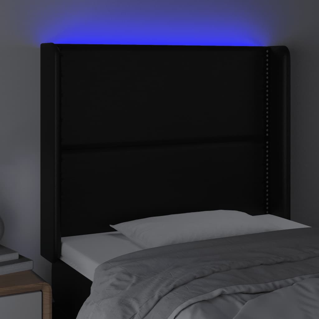 Κεφαλάρι Κρεβατιού LED Μαύρο 83x16x118/128εκ. Συνθετ. Δέρμα - Pakobazaar