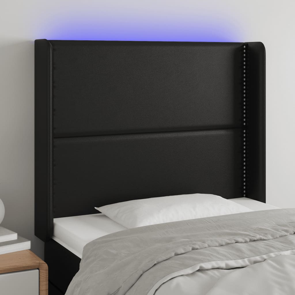 Κεφαλάρι Κρεβατιού LED Μαύρο 83x16x118/128εκ. Συνθετ. Δέρμα - Pakobazaar