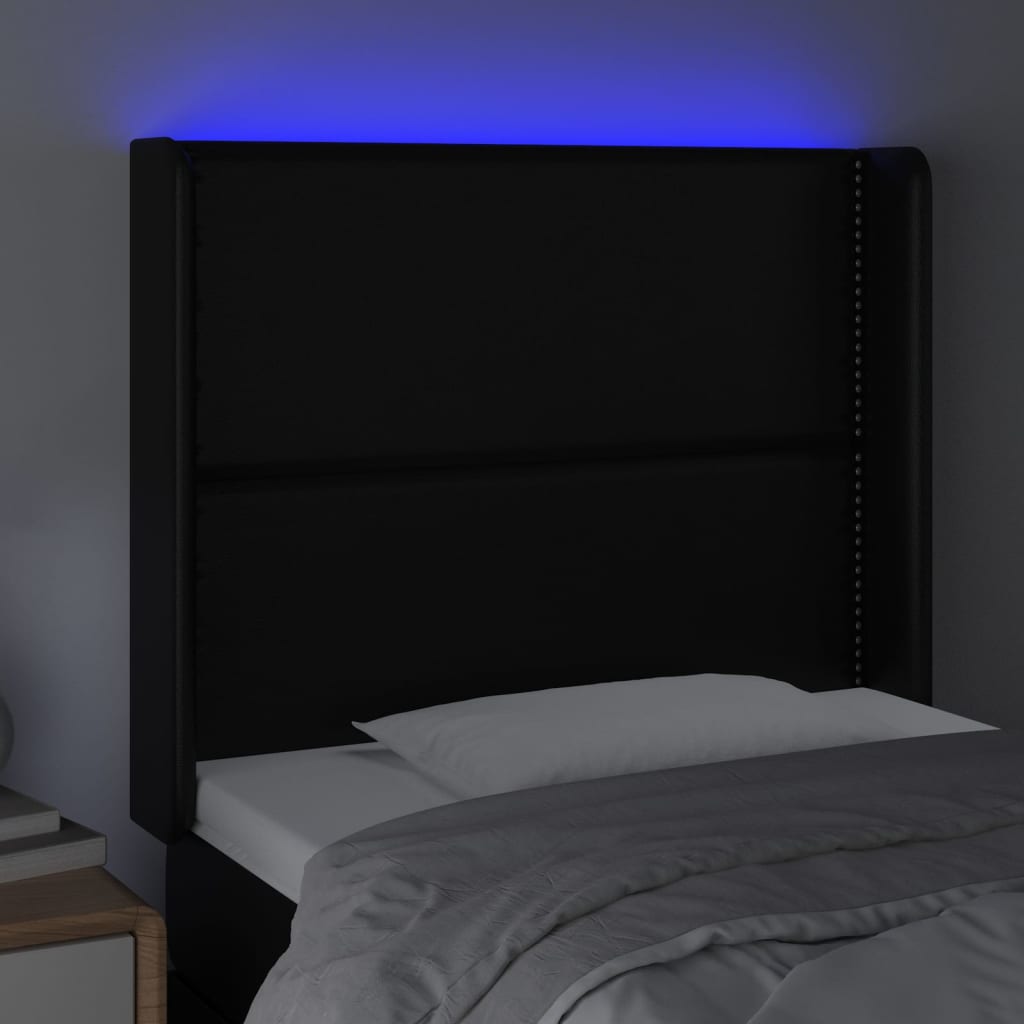 Κεφαλάρι Κρεβατιού LED Μαύρο 103x16x118/128 εκ. Συνθετ. Δέρμα