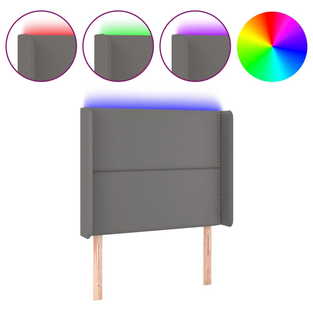 Κεφαλάρι Κρεβατιού LED Γκρι 103x16x118/128 εκ. Συνθετ. Δέρμα