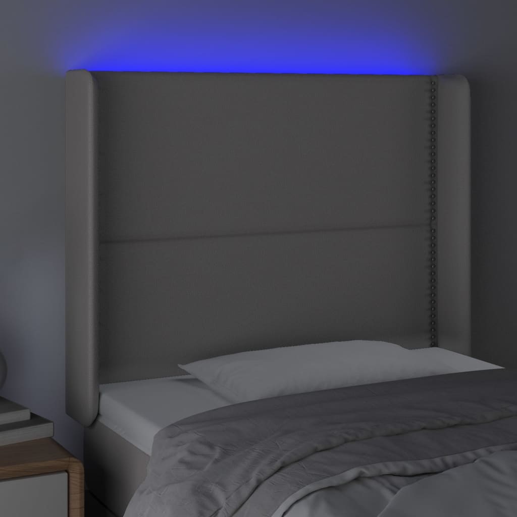 Κεφαλάρι Κρεβατιού LED Γκρι 103x16x118/128 εκ. Συνθετ. Δέρμα