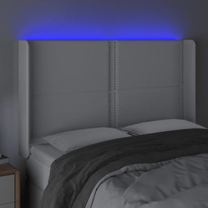 Κεφαλάρι Κρεβατιού LED Λευκό 147x16x118/128 εκ. Συνθετ. Δέρμα