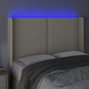 Κεφαλάρι Κρεβατιού LED Κρεμ 147x16x118/128 εκ. Συνθετ. Δέρμα