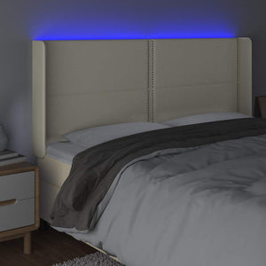 Κεφαλάρι Κρεβατιού LED Κρεμ 183x16x118/128 εκ. Συνθετ. Δέρμα