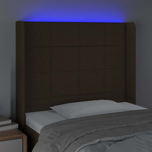 Κεφαλάρι Κρεβατιού LED Σκούρο Καφέ 83x16x118/128 εκ. Υφασμάτινο - Pakobazaar