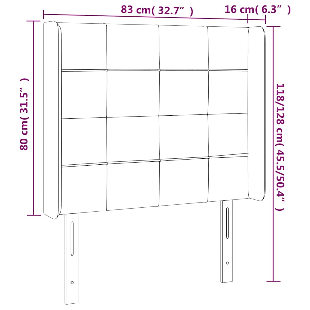 Κεφαλάρι Κρεβατιού LED Σκούρο Καφέ 83x16x118/128 εκ. Υφασμάτινο - Pakobazaar