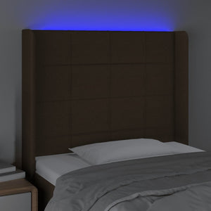 Κεφαλάρι Κρεβατιού LED Σκούρο Καφέ 93x16x118/128 εκ.Υφασμάτινο