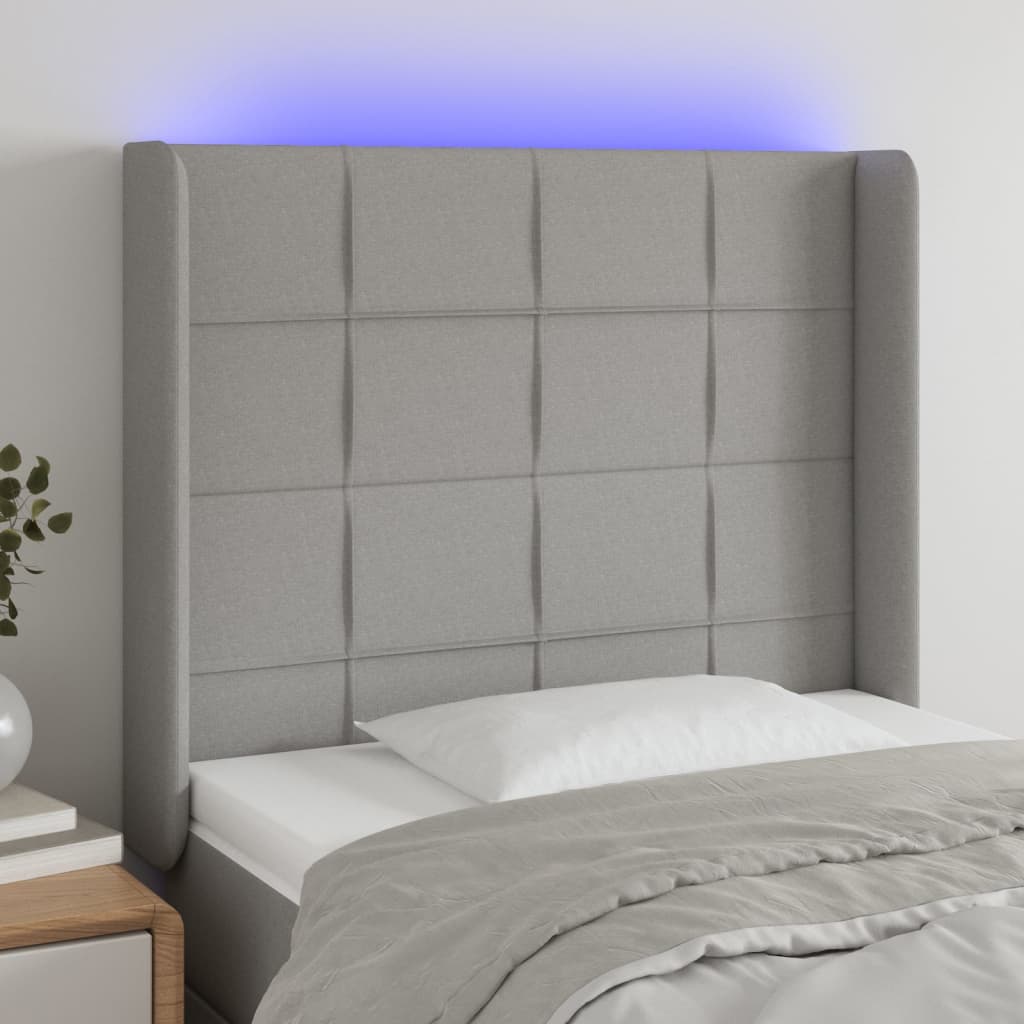 Κεφαλάρι Κρεβατιού LED Ανοιχτό Γκρι 103x16x118/128 εκ. - Pakobazaar