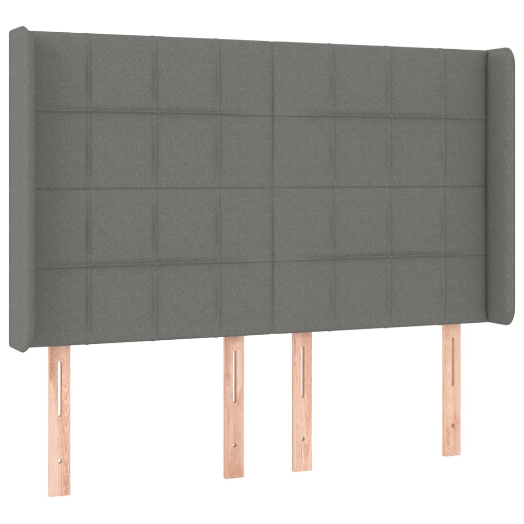 Κεφαλάρι Κρεβατιού LED Σκούρο Γκρι 147x16x118/128εκ. Υφασμάτινο