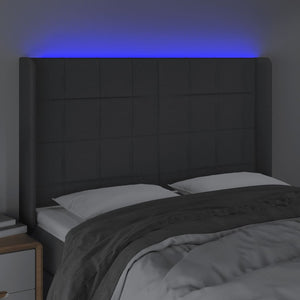 Κεφαλάρι Κρεβατιού LED Σκούρο Γκρι 147x16x118/128εκ. Υφασμάτινο