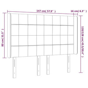 Κεφαλάρι Κρεβατιού LED Σκούρο Καφέ 147x16x118/128εκ. Υφασμάτινο