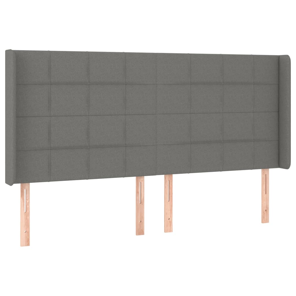 Κεφαλάρι Κρεβατιού LED Σκούρο Γκρι 183x16x118/128εκ. Υφασμάτινο