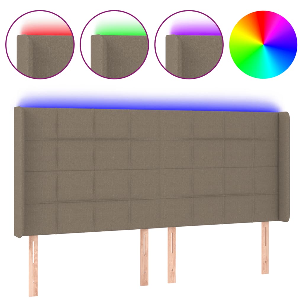 Κεφαλάρι Κρεβατιού LED Taupe 183x16x118/128 εκ. Υφασμάτινο