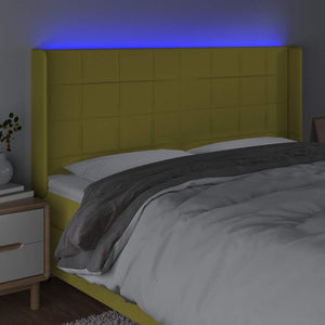 Κεφαλάρι Κρεβατιού LED Πράσινο 203x16x118/128 εκ. Υφασμάτινο
