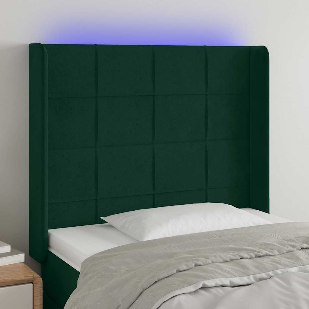 Κεφαλάρι Κρεβατιού LED Σκούρο Πράσινο 83x16x118/128 εκ - Pakobazaar
