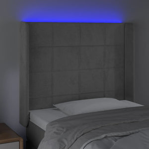 Κεφαλάρι Κρεβατιού LED Ανοιχτό Γκρι 93x16x118/128εκ. Βελούδινο