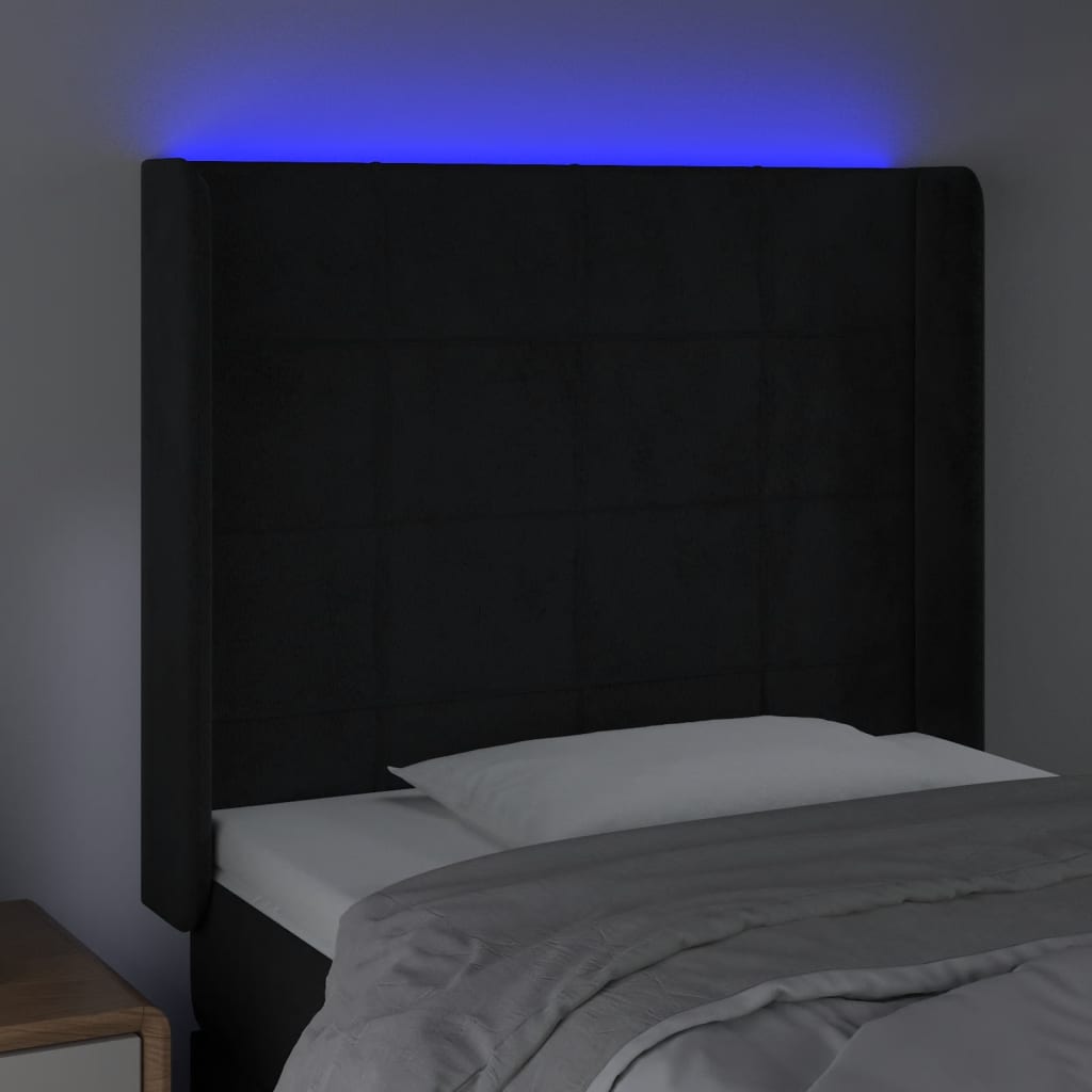 Κεφαλάρι Κρεβατιού LED Μαύρο 93x16x118/128εκ. Βελούδινο - Pakobazaar