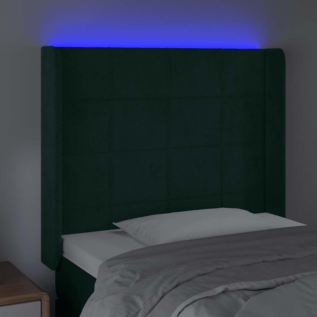 Κεφαλάρι Κρεβατιού LED Σκούρο Πράσινο 93x16x118/128 εκ - Pakobazaar