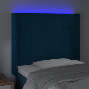 Κεφαλάρι Κρεβατιού LED Σκούρο Μπλε 93x16x118/128εκ. Βελούδινο - Pakobazaar