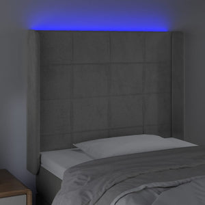 Κεφαλάρι Κρεβατιού LED Ανοιχτό Γκρι 103x16x118/128εκ. Βελούδινο