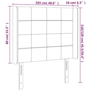 Κεφαλάρι Κρεβατιού LED Σκούρο Γκρι 103x16x118/128εκ. Βελούδινο