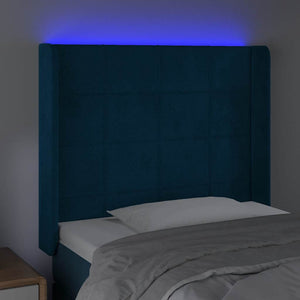 Κεφαλάρι Κρεβατιού LED Σκούρο Μπλε 103x16x118/128 εκ. Βελούδινο - Pakobazaar
