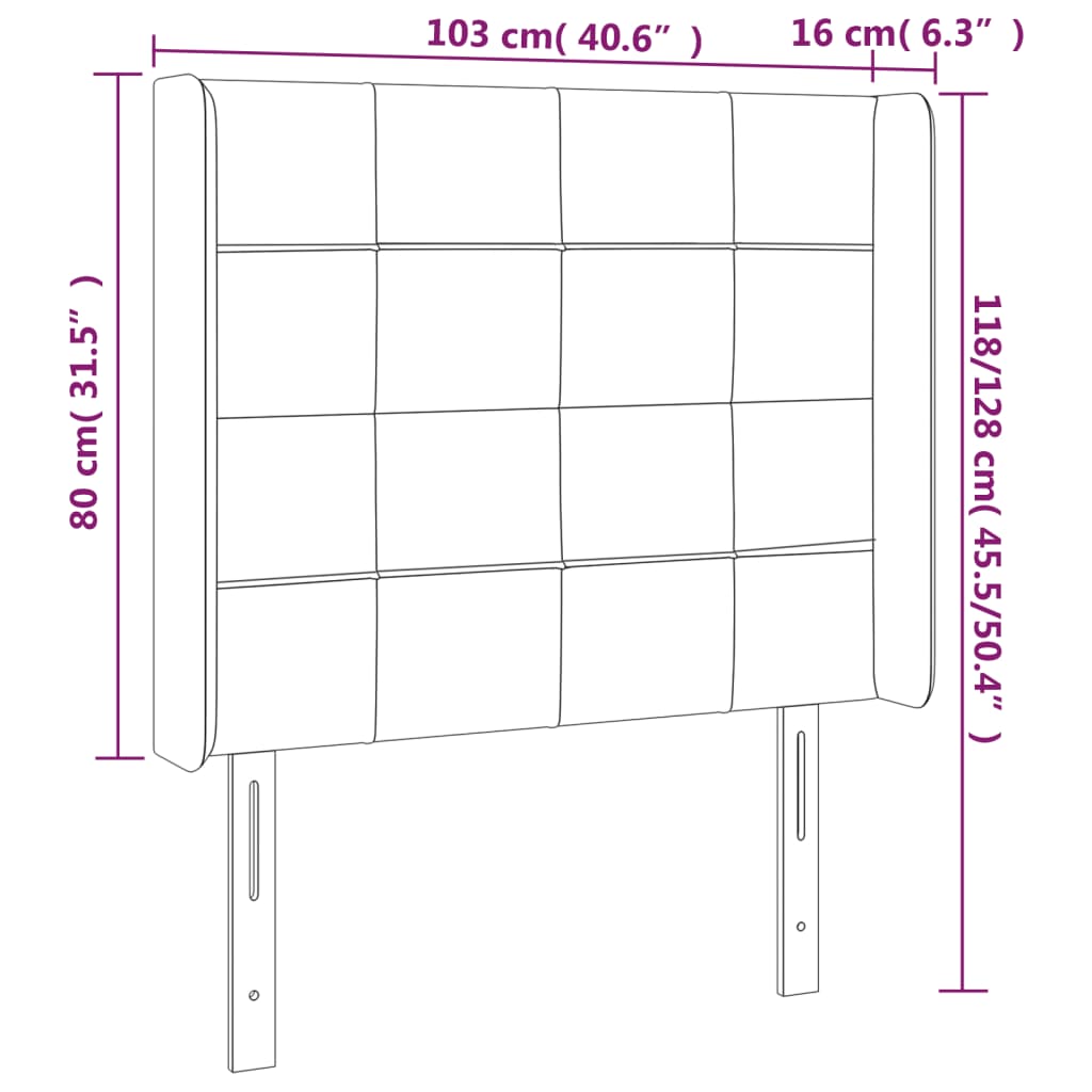 Κεφαλάρι Κρεβατιού LED Ροζ 103x16x118/128 εκ.Βελούδινο