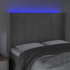 Κεφαλάρι Κρεβατιού LED Ανοιχτό Γκρι 147x16x118/128εκ. Βελούδινο