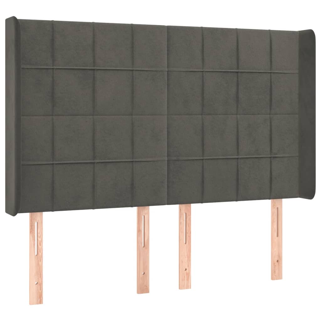 Κεφαλάρι Κρεβατιού LED Σκούρο Γκρι 147x16x118/128εκ. Βελούδινο