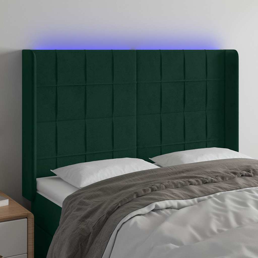 Κεφαλάρι Κρεβατιού LED Σκούρο Πράσινο 147x16x118/128 εκ - Pakobazaar
