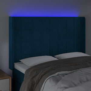 Κεφαλάρι Κρεβατιού LED Σκούρο Μπλε 147x16x118/128 εκ. Βελούδινο - Pakobazaar