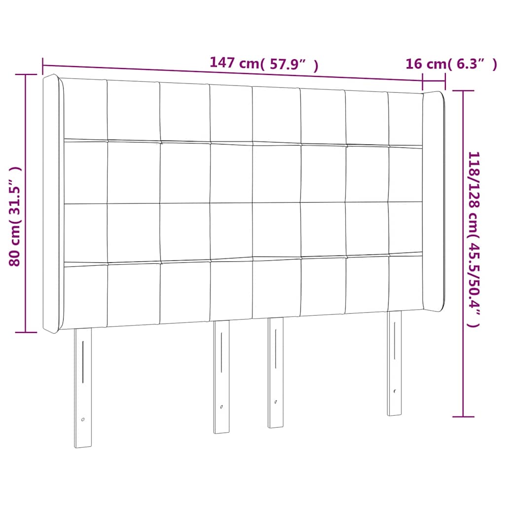 Κεφαλάρι Κρεβατιού LED Σκούρο Μπλε 147x16x118/128 εκ. Βελούδινο - Pakobazaar