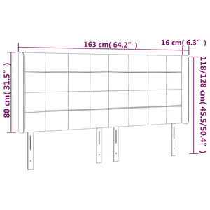 Κεφαλάρι Κρεβατιού LED Σκούρο Γκρι 163x16x118/128εκ. Βελούδινο