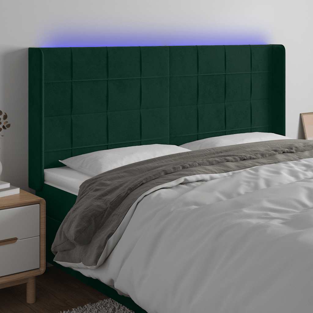 Κεφαλάρι Κρεβατιού LED Σκούρο Πράσινο 163x16x118/128 εκ - Pakobazaar