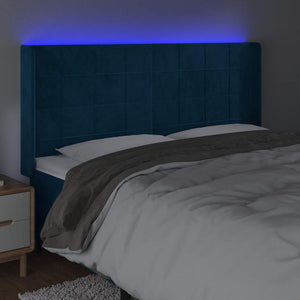 Κεφαλάρι Κρεβατιού LED Σκούρο Μπλε 163x16x118/128 εκ. Βελούδινο - Pakobazaar